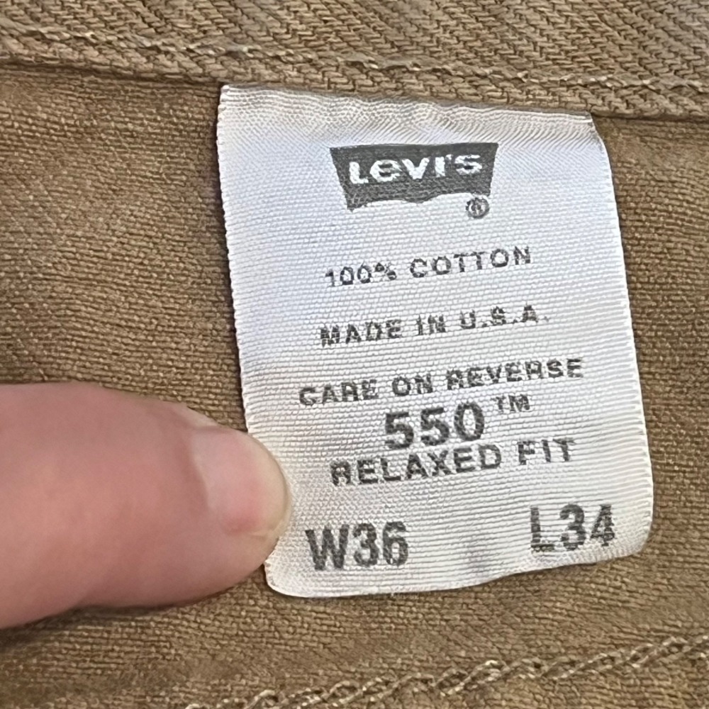Vintage Levis 550 Relaxed Fit Jeans Mens 36x34 Khaki 100% Cotton Y2K - Picture 10 of 14